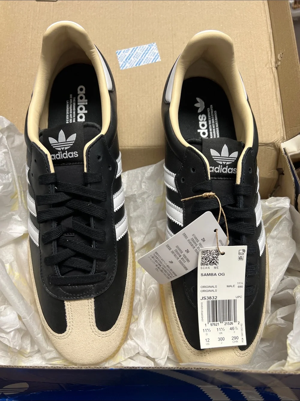 adidas Samba OG Sneakers in Black and Cream Suede